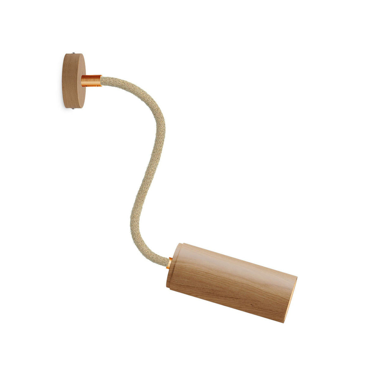 Fermaluce Flex 30 Leuchte mit Mini-Baldachin aus Holz und Spot mit Tub-E14-Lampenschirm – Natur