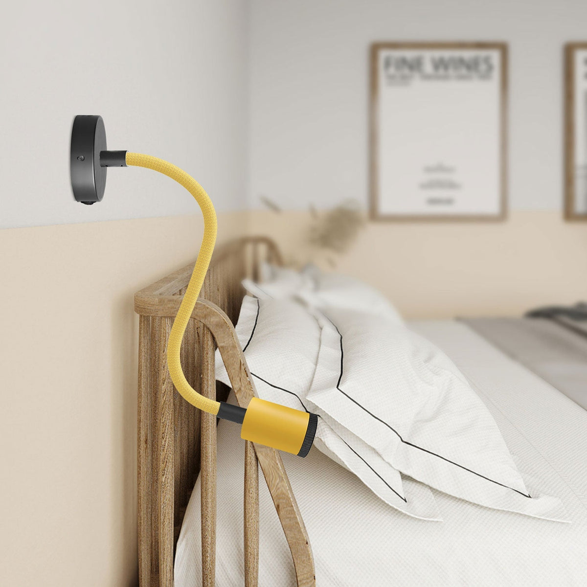 Fermaluce Flex 30 Pastell-Lampe mit Mini-Baldachin mit Schalter und Mini-Spot GU1D0 – Senfgelb – Ansicht 2