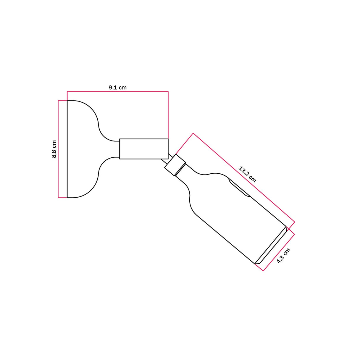 Fermaluce-Lampe aus Silikon mit Gelenk und integriertem Schalter – Rot – Ansicht 3