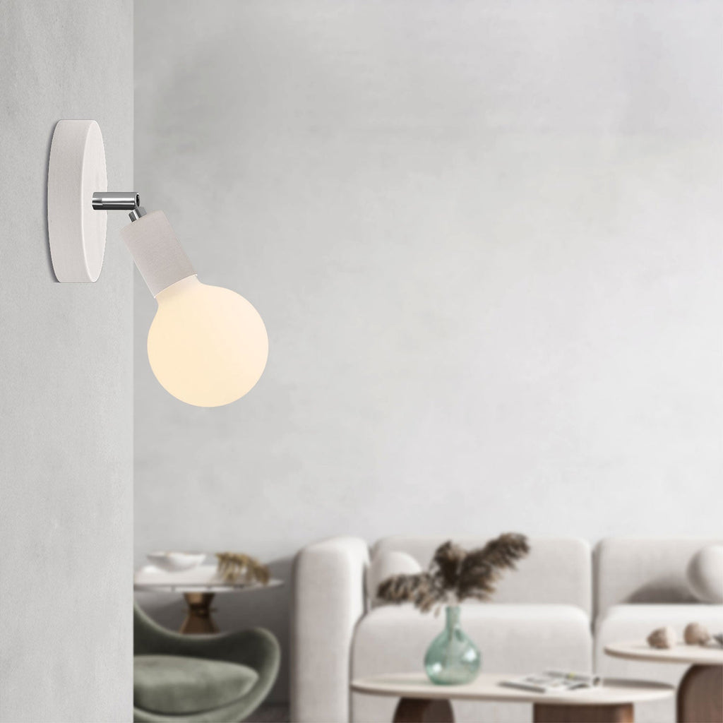 Fermaluce Snodo Holzlampe mit Globe-Porzellan-Glühbirne - Weiß – Ansicht 2