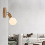 Fermaluce Snodo Leuchte aus Holz mit Porzellanglobus-Lampe – Neutral – Ansicht 2