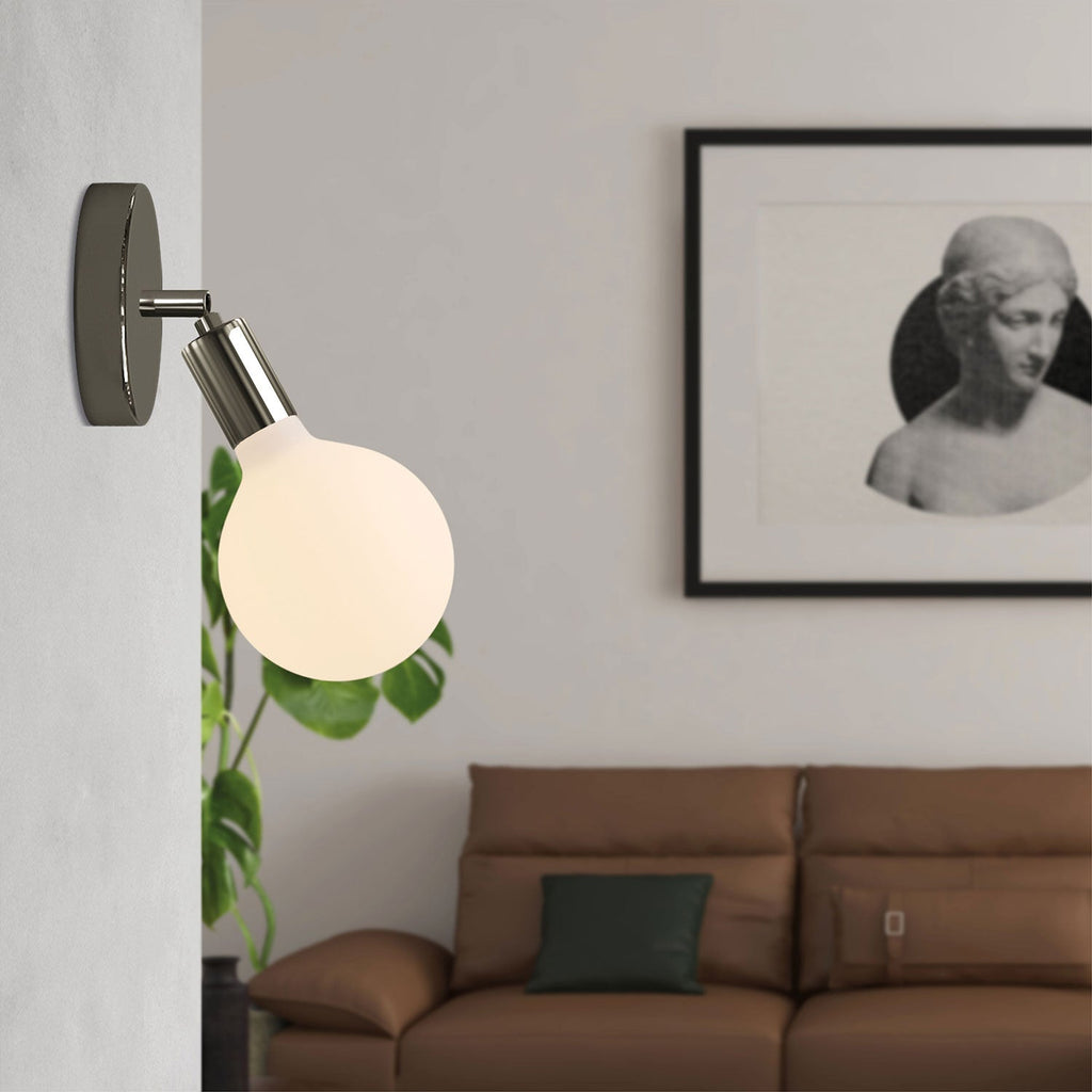 Fermaluce Snodo Lampe aus Metall mit Globe Porzellan-Leuchtmittel – Perlschwarz – Ansicht 2