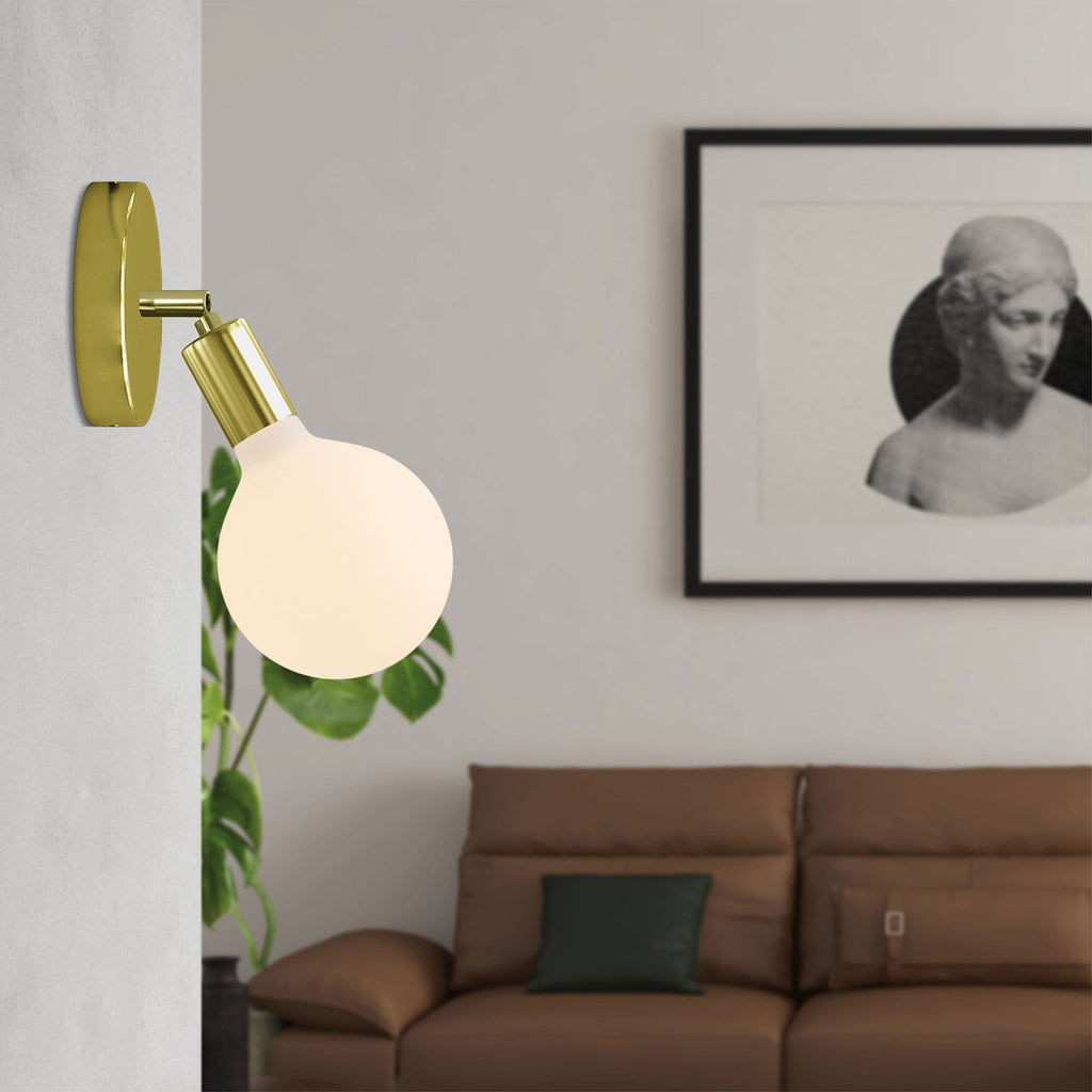 Fermaluce Scharnier-Metalllampe mit Globo Porzellan-Glühbirne – Messing – Ansicht 2