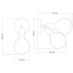 Fermaluce Scharnier-Metalllampe mit Globo Porzellan-Glühbirne – Messing – Ansicht 3