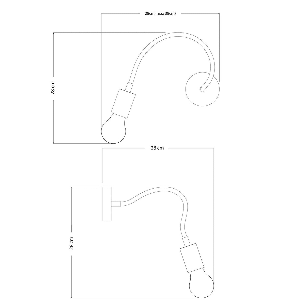 Flex 30 Leuchte mit Tropfenbirne – Bronze satiniert – Ansicht 4