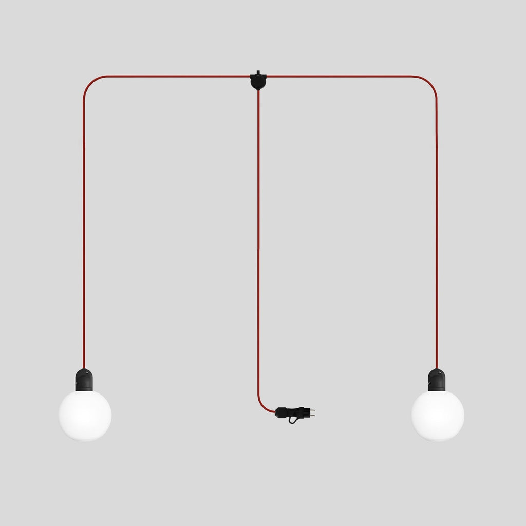 Modulair Outdoor-Stringlight IP65 mit 2 Abhängern, Unbreak-a-Ball bruchsichere Schirme und SM09 Kabel