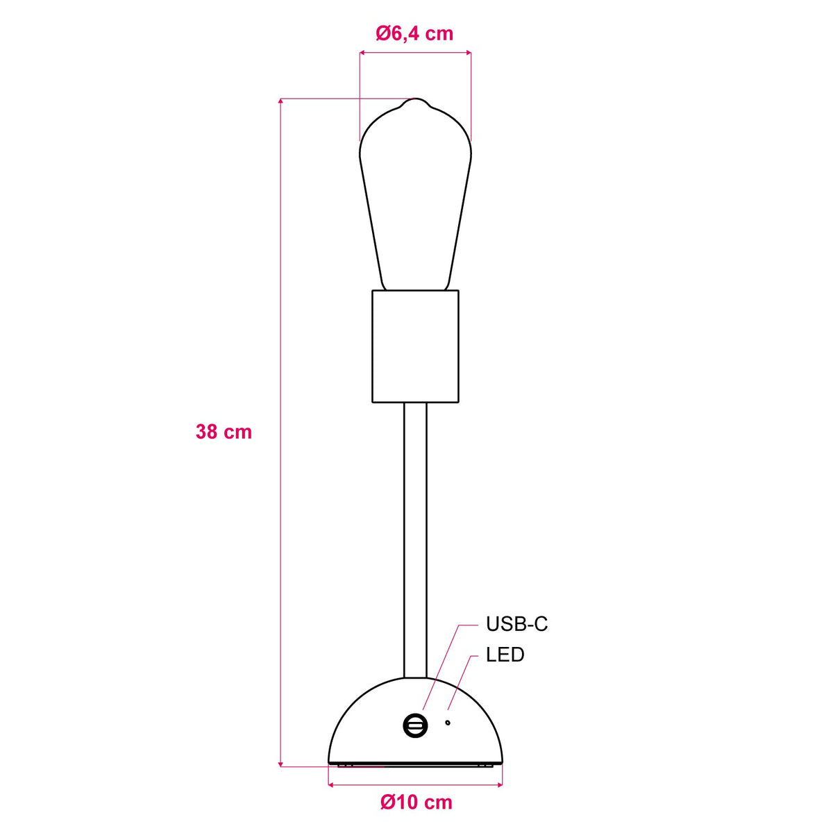 Tragbare, wiederaufladbare Cabless02-Lampe mit goldener Edison-Glühbirne – Neutral – Ansicht 6