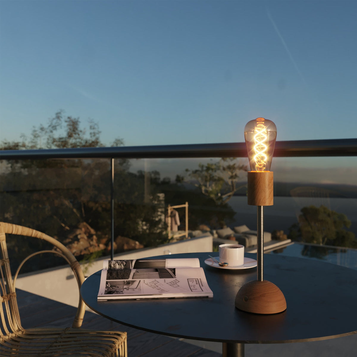 Tragbare, wiederaufladbare Cabless02-Lampe mit goldener Edison-Glühbirne – Neutral – Ansicht 3