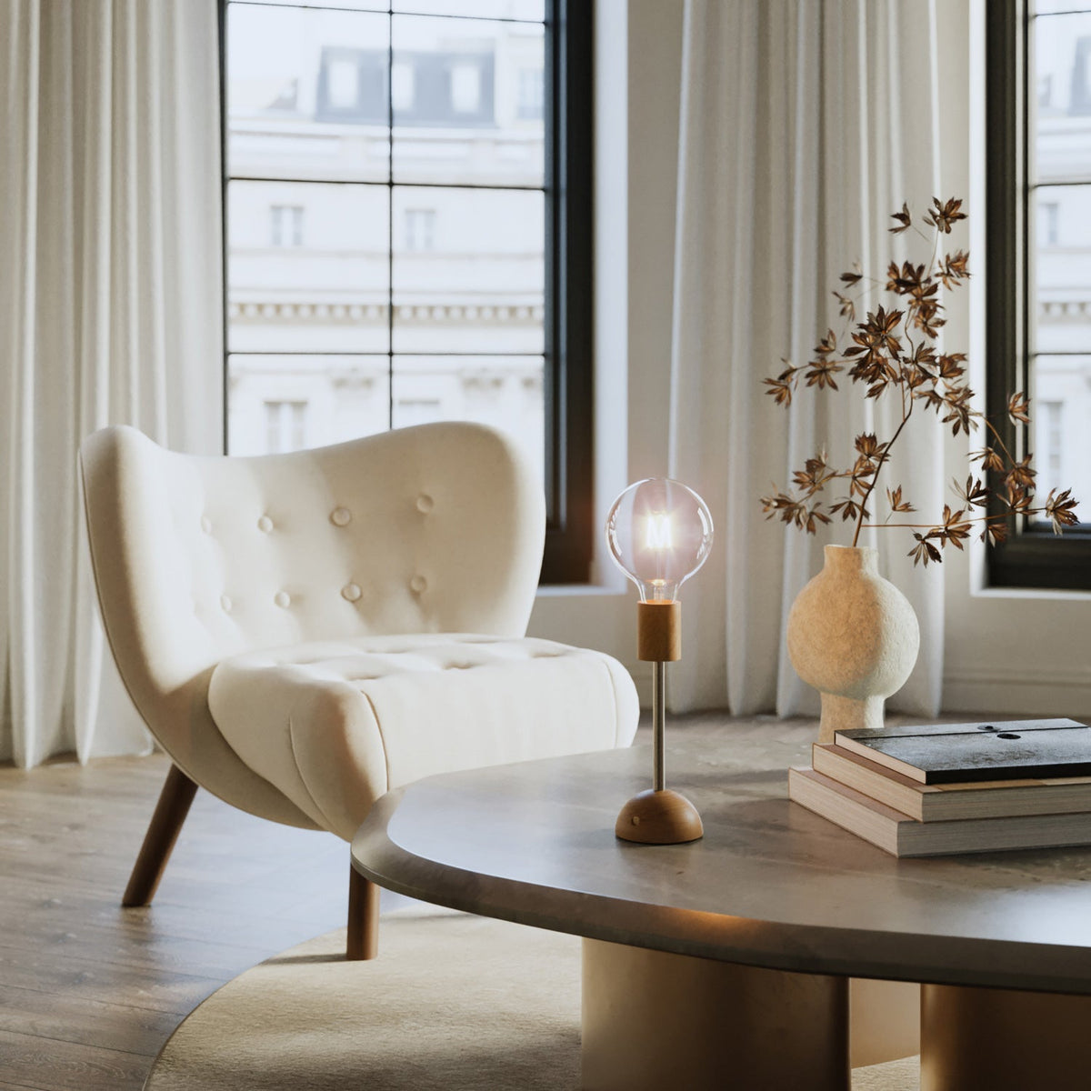 Tragbare, wiederaufladbare Lampe Cabless02 mit G125-Globe – Neutral – Ansicht 2