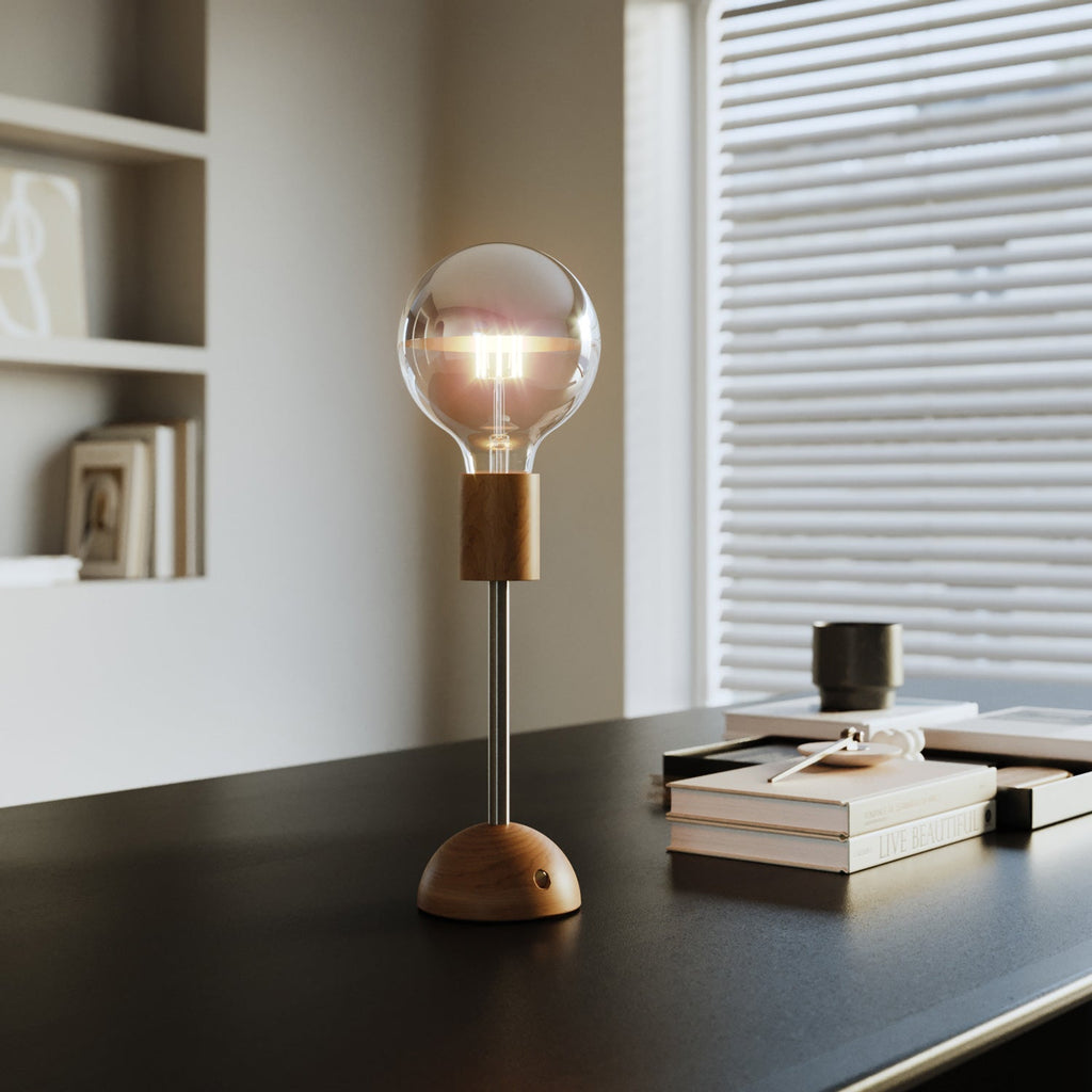 Tragbare, wiederaufladbare Lampe Cabless02 mit Globe-Leuchtmittel, Halbkugel Silber – Neutral – Ansicht 4