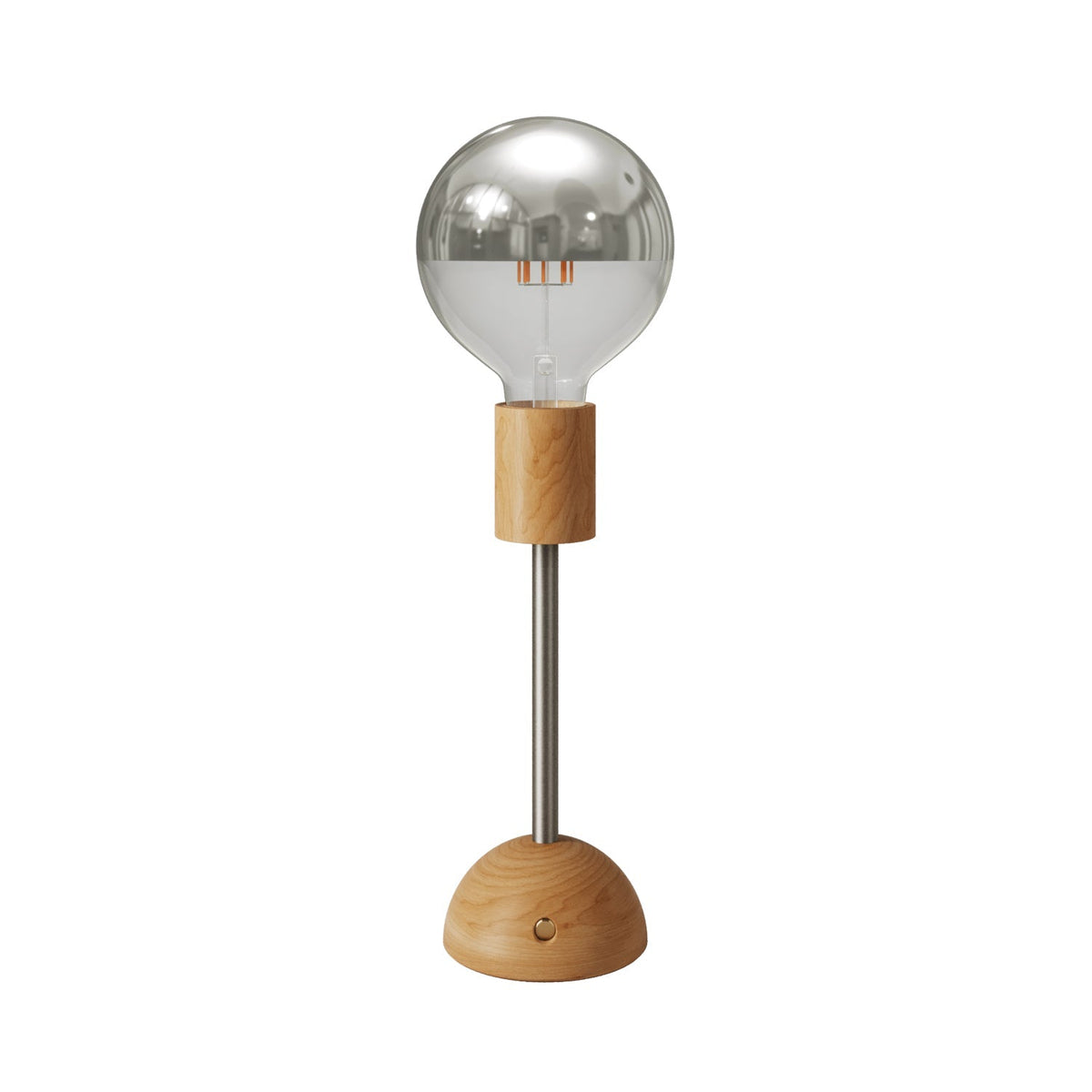 Tragbare, wiederaufladbare Lampe Cabless02 mit Globe-Leuchtmittel, Halbkugel Silber – Neutral