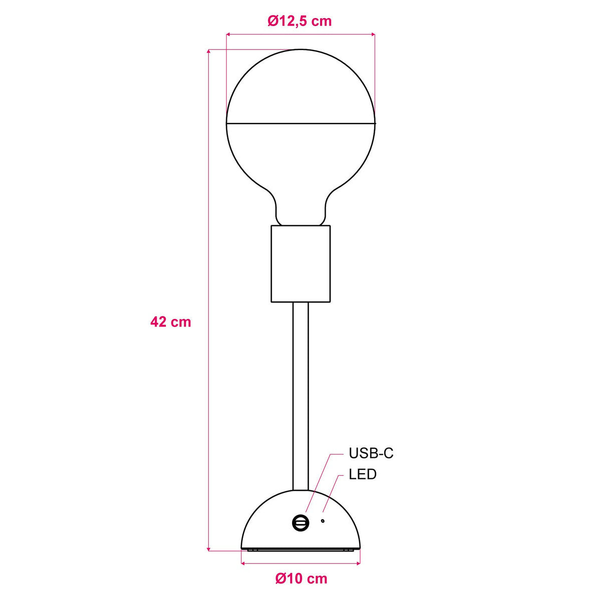 Tragbare, wiederaufladbare Lampe Cabless02 mit Globe-Leuchtmittel, Halbkugel Silber – Neutral – Ansicht 6