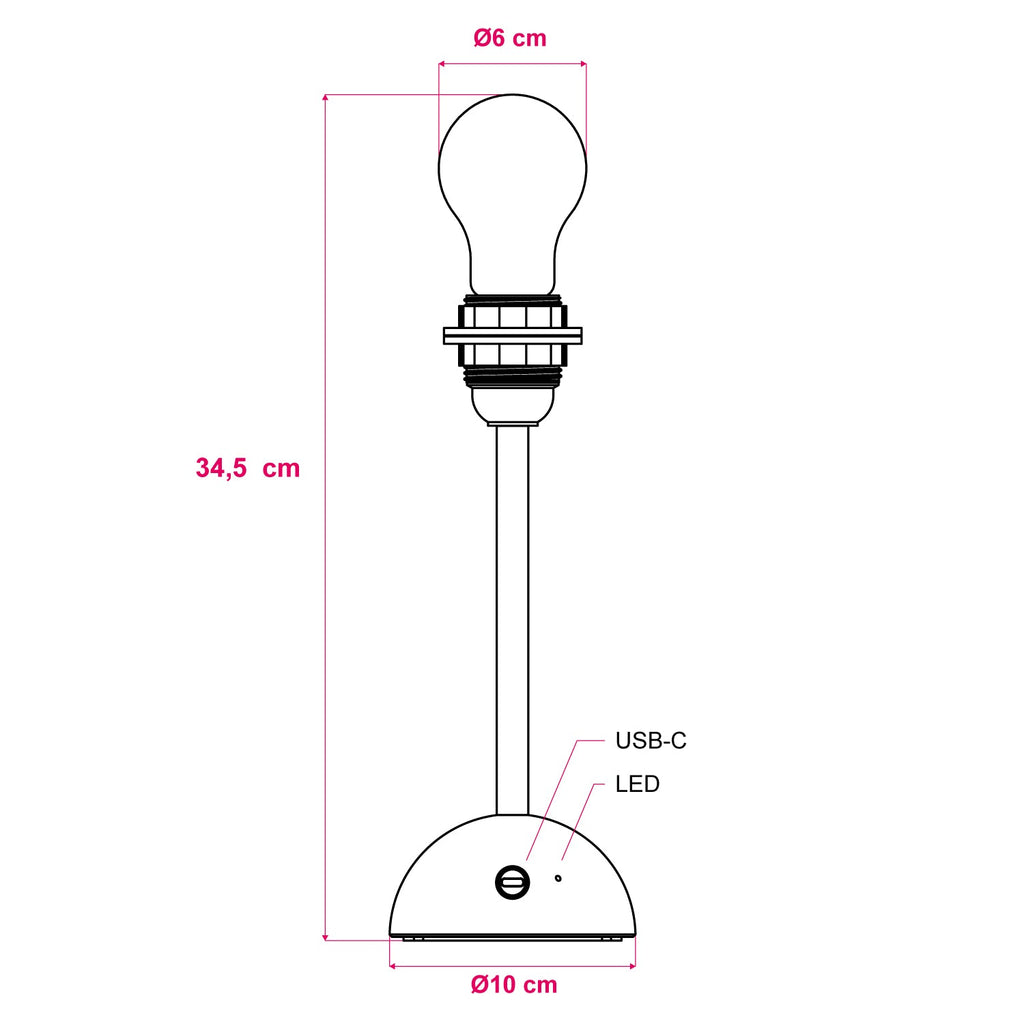 Tragbare und wiederaufladbare Leuchte Cabless12 mit Tropfenbirne und Lampenschirmfassung - Neutral – Ansicht 6