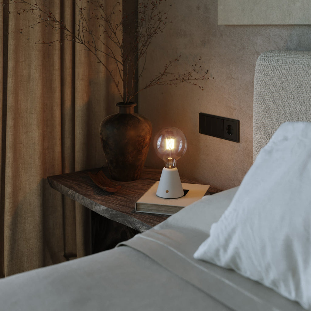 Tragbare, wiederaufladbare Cabless01-Lampe mit G125-Globe-Lampe - Weiß – Ansicht 2