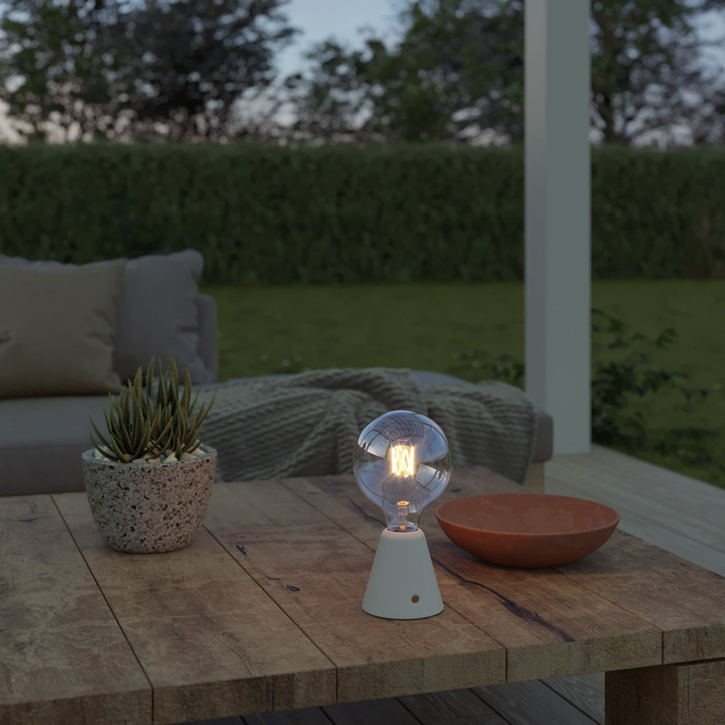 Tragbare, wiederaufladbare Cabless01-Lampe mit G125-Globe-Lampe - Weiß – Ansicht 3