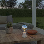 Tragbare, wiederaufladbare Lampe Cabless01 mit Globe-Halbkugel-Glühbirne in Silber – Weiß – Ansicht 3