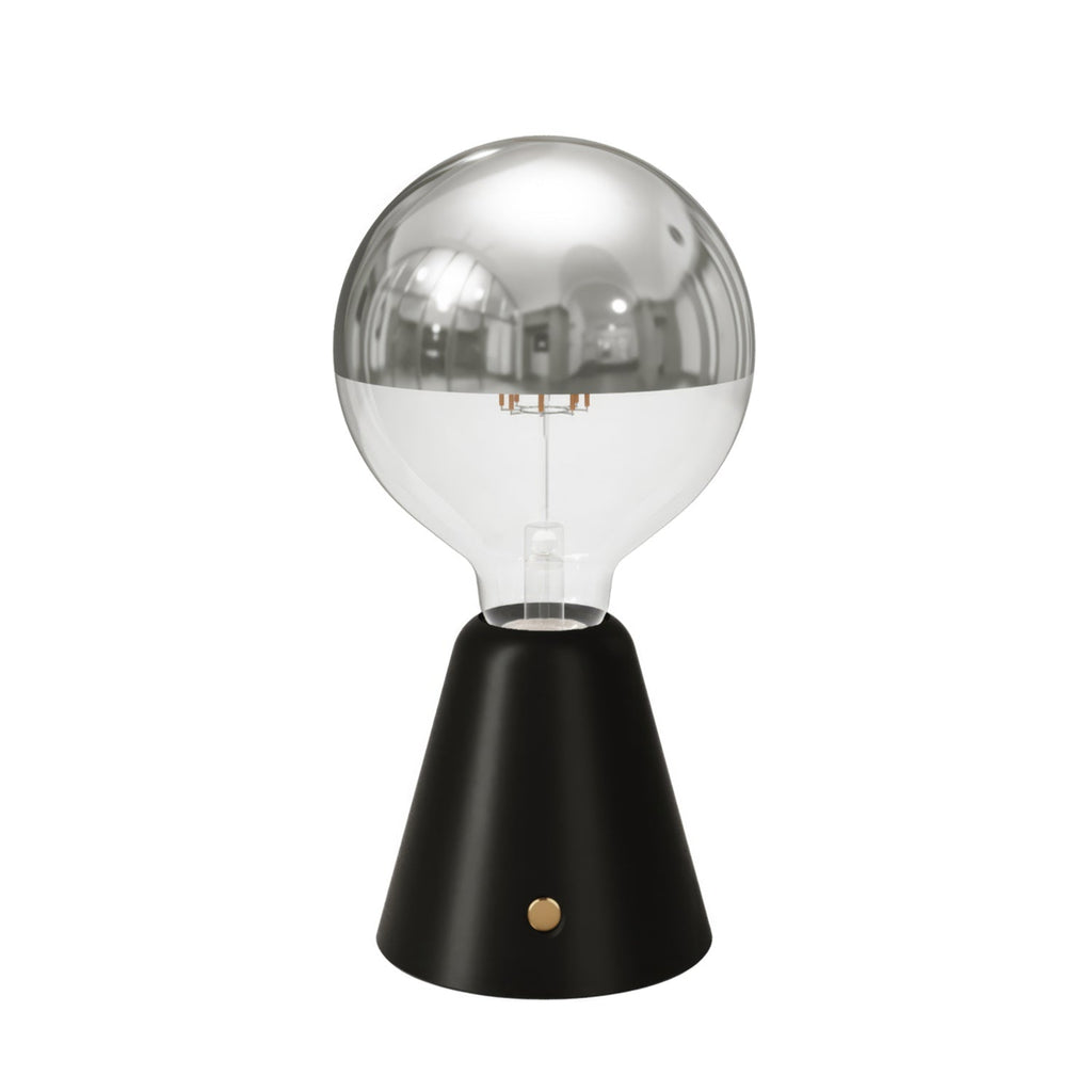 Tragbare, wiederaufladbare Lampe Cabless01 mit Halbglobe-Silberbirne – Schwarz