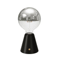 Tragbare, wiederaufladbare Lampe Cabless01 mit Halbglobe-Silberbirne – Schwarz