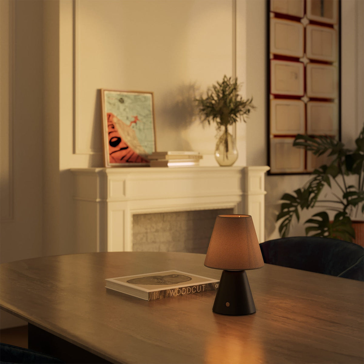 Kabellose, tragbare Lampe Cabless11 mit Tropfenlampe und Schirm – Schwarz – Ansicht 4