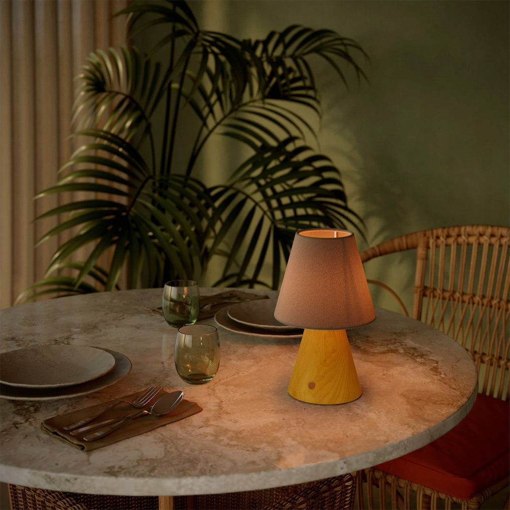Tragbare, wiederaufladbare Lampe Cabless11 mit Tropfenlampe und Lampenschirm - Safran – Ansicht 2