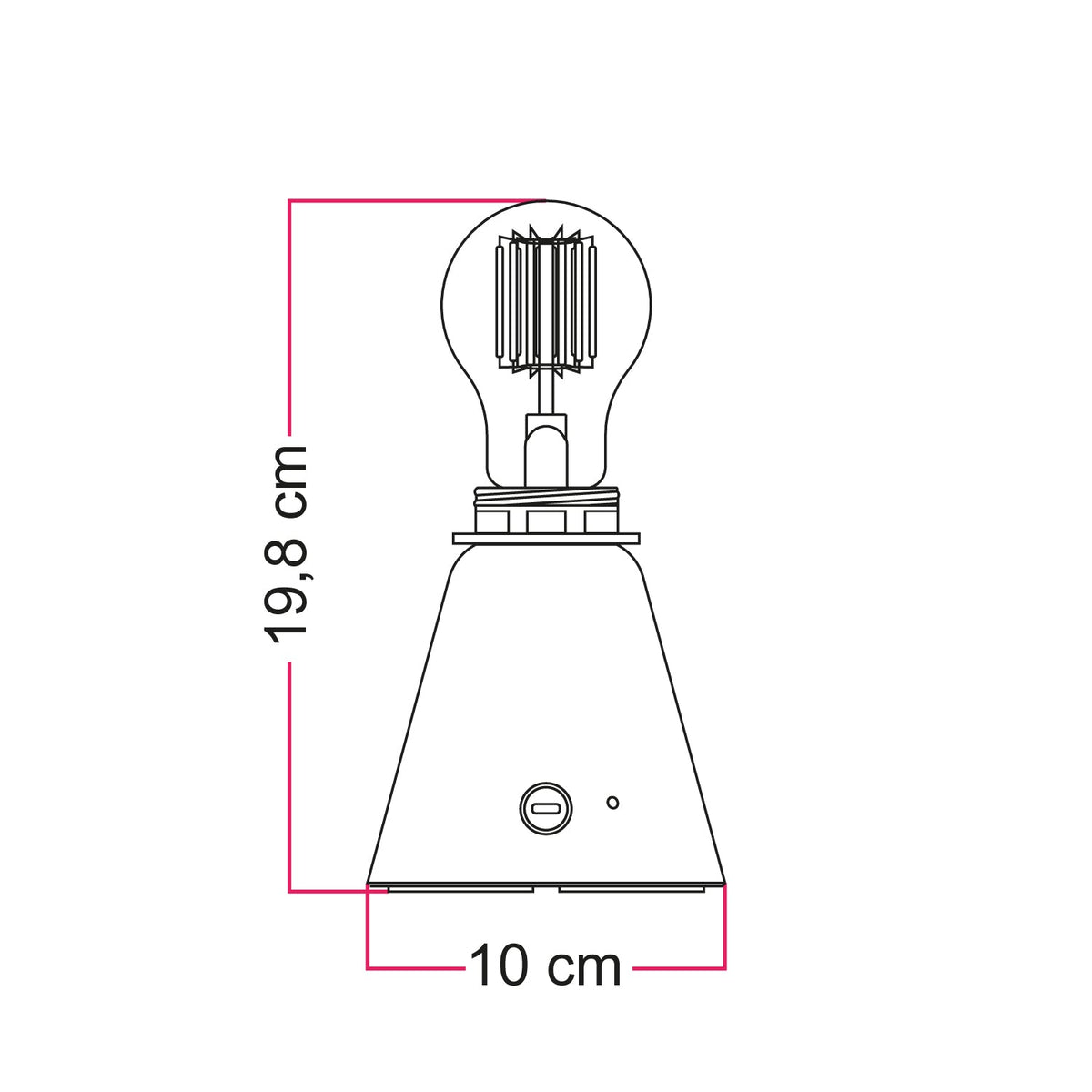 Tragbare, wiederaufladbare Cabless11-Leuchte mit Tropfenlampe und Aufnahme für Lampenschirm – Schwarz – Ansicht 3