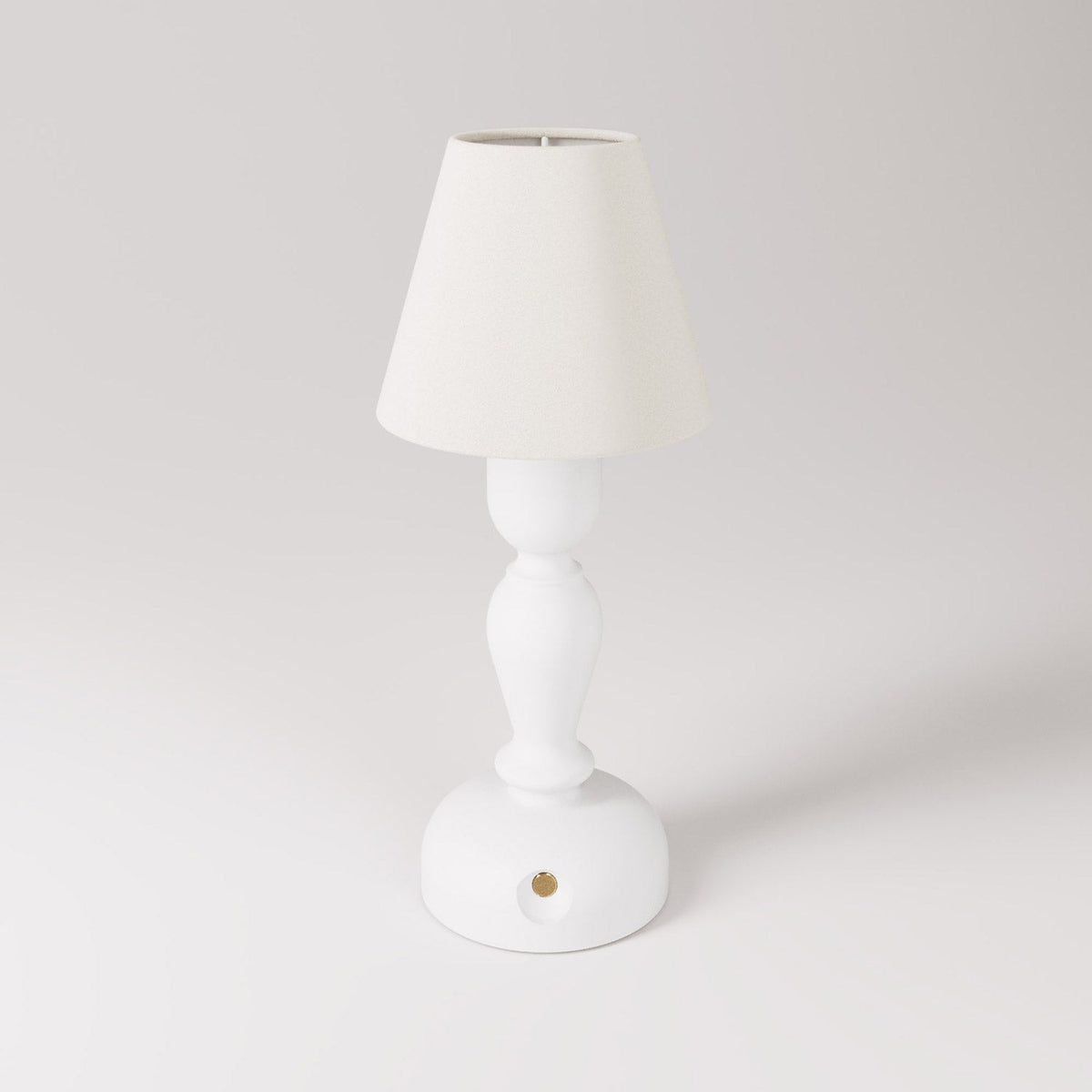 Tragbare, aufladbare Cabless14-Lampe mit Tropfen-Leuchtmittel und Lampenschirm – Weiß
