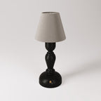 Tragbare, wiederaufladbare Cabless14-Lampe mit Tropfenbirne und Lampenschirm – Schwarz