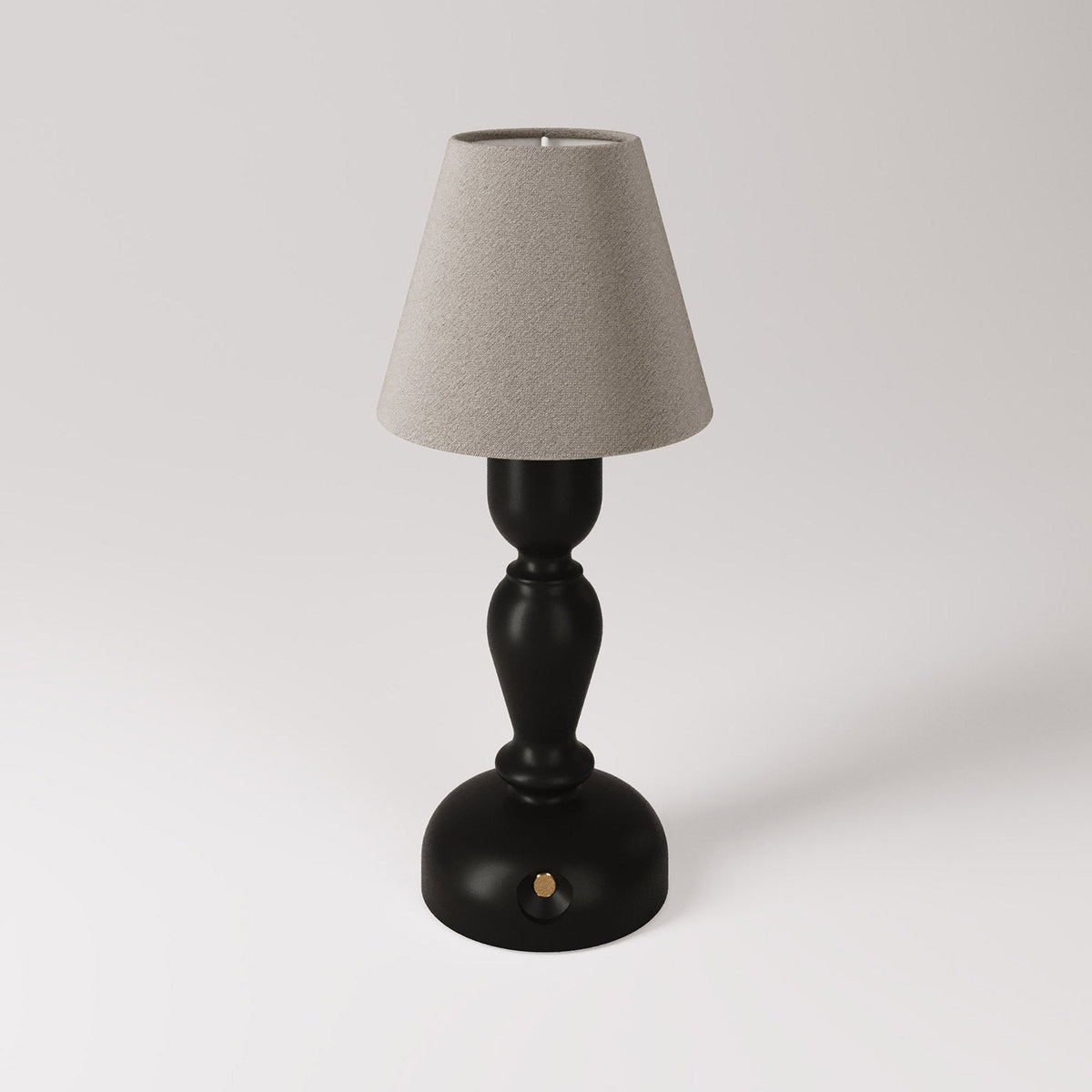 Tragbare, wiederaufladbare Cabless14-Lampe mit Tropfenbirne und Lampenschirm – Schwarz