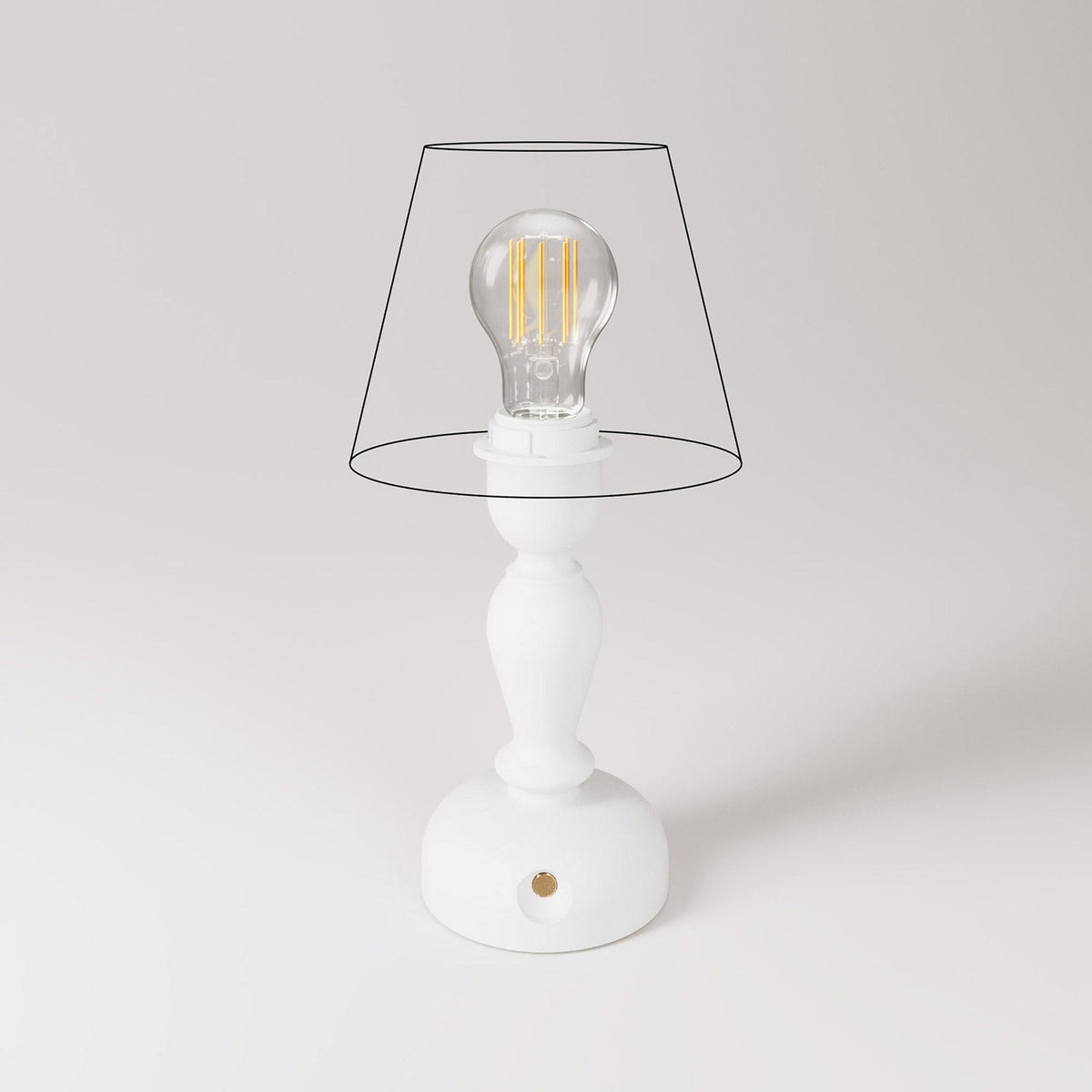 Kabellose, tragbare Cabless14-Lampe mit Tropfenbirne und Vorbereitung für Lampenschirm – Weiß