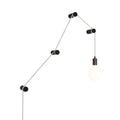 Tragbare Snake-Lampe mit Metallfassung und Stecker, komplett mit 4 Holz-Kabeldurchführungen Rolé – Schwarz