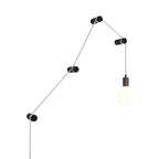 Tragbare Snake-Lampe mit Metallfassung und Stecker, komplett mit 4 Holz-Kabeldurchführungen Rolé – Schwarz