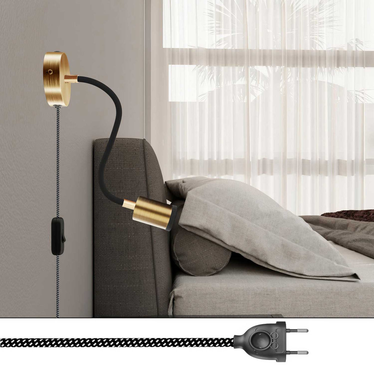 Spostaluce Flex 30-Wandleuchte mit schwenkbarem Spot GU1d0 – Satinbronze – Ansicht 2