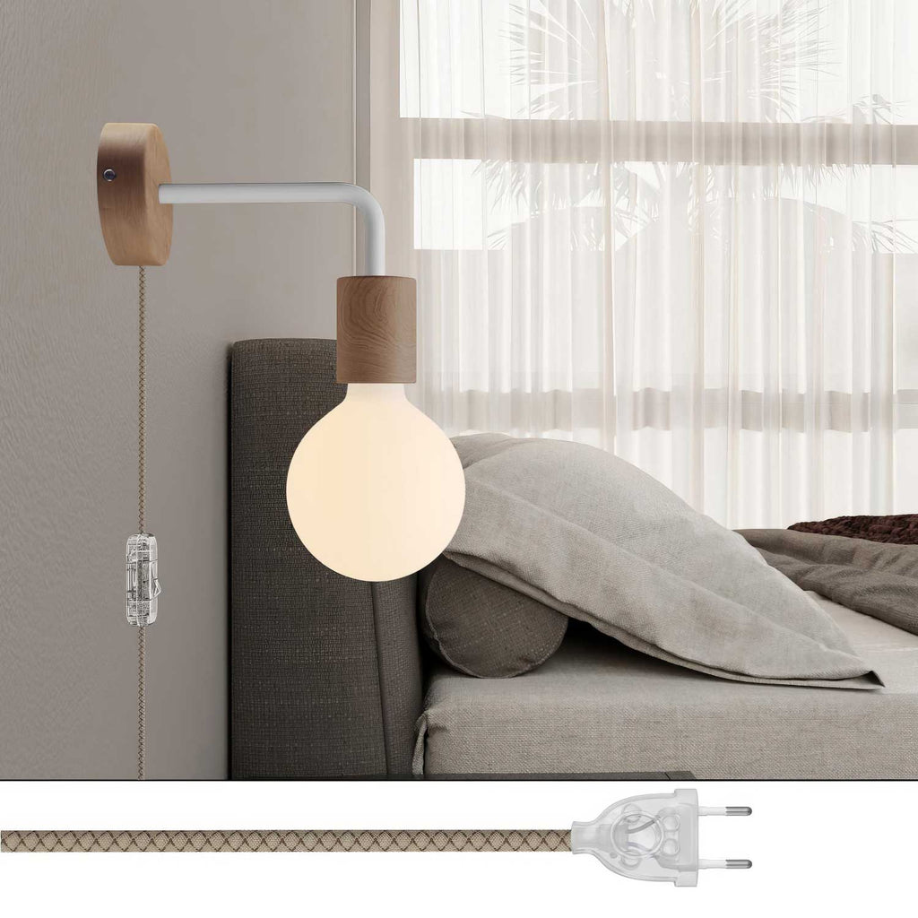 Spostaluce Lampe aus Holz mit gebogener Verlängerung – Neutral – Ansicht 2