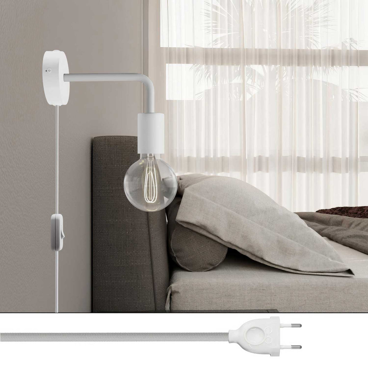 Spostaluce Lampe aus Metall mit gebogener Verlängerung - Weiß – Ansicht 2