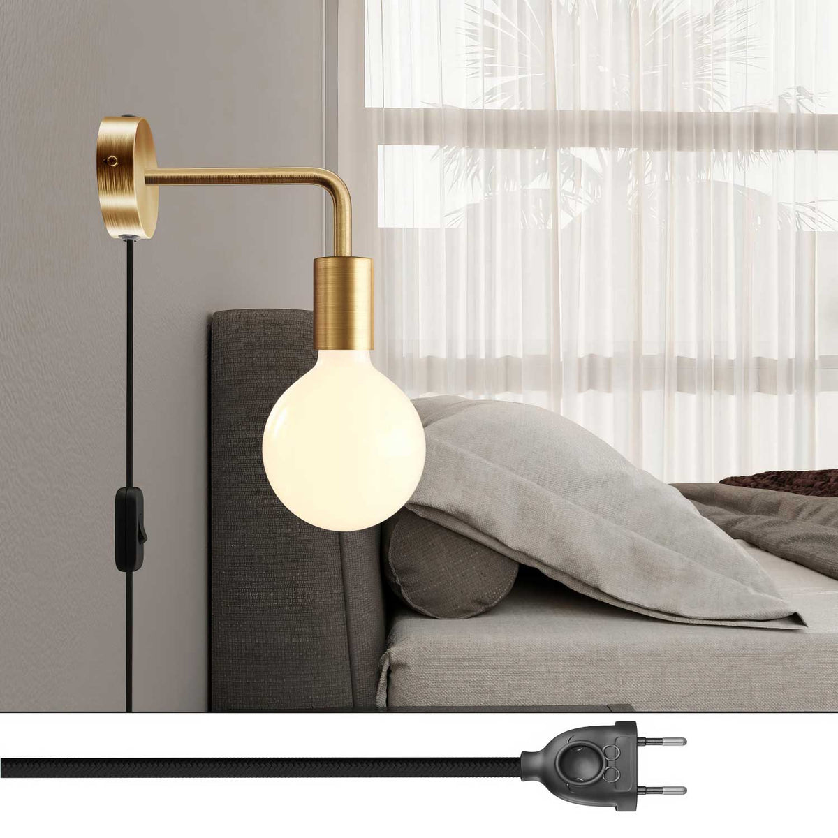 Spostaluce-Lampe aus Metall mit gebogener Verlängerung – Satinierte Bronze – Ansicht 2