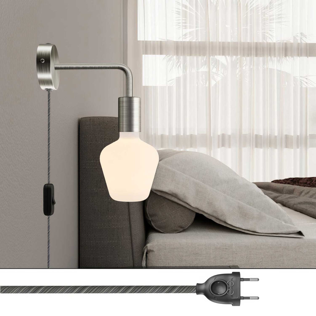 Spostaluce Lampe aus Metall mit gebogenem Ausleger – Satin-Titan – Ansicht 2
