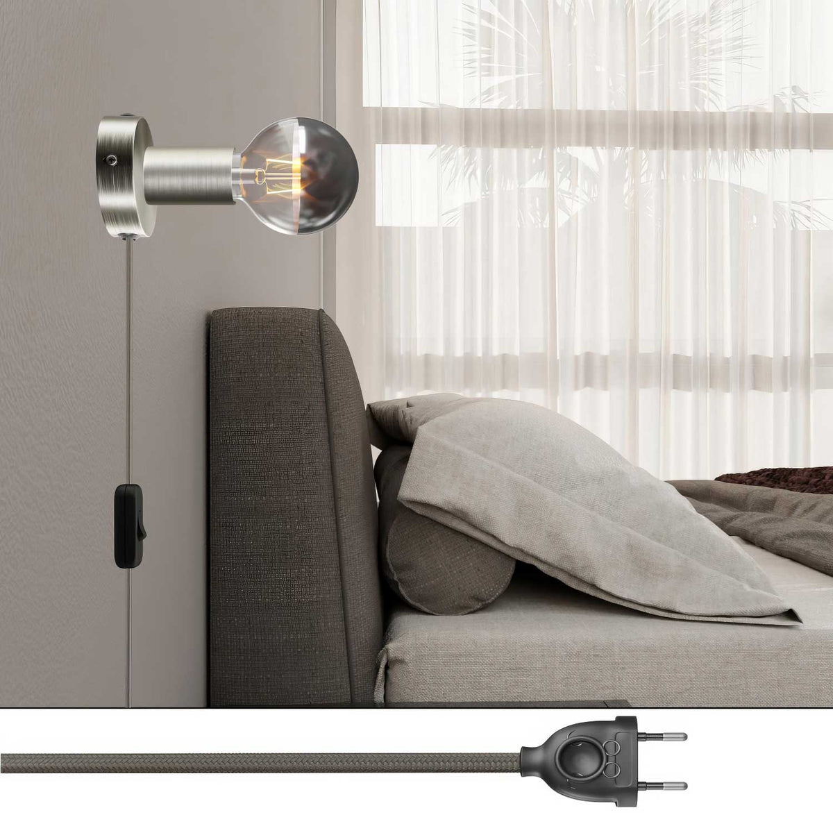 Spostaluce-Lampe aus Metall – Satin-Titan – Ansicht 2