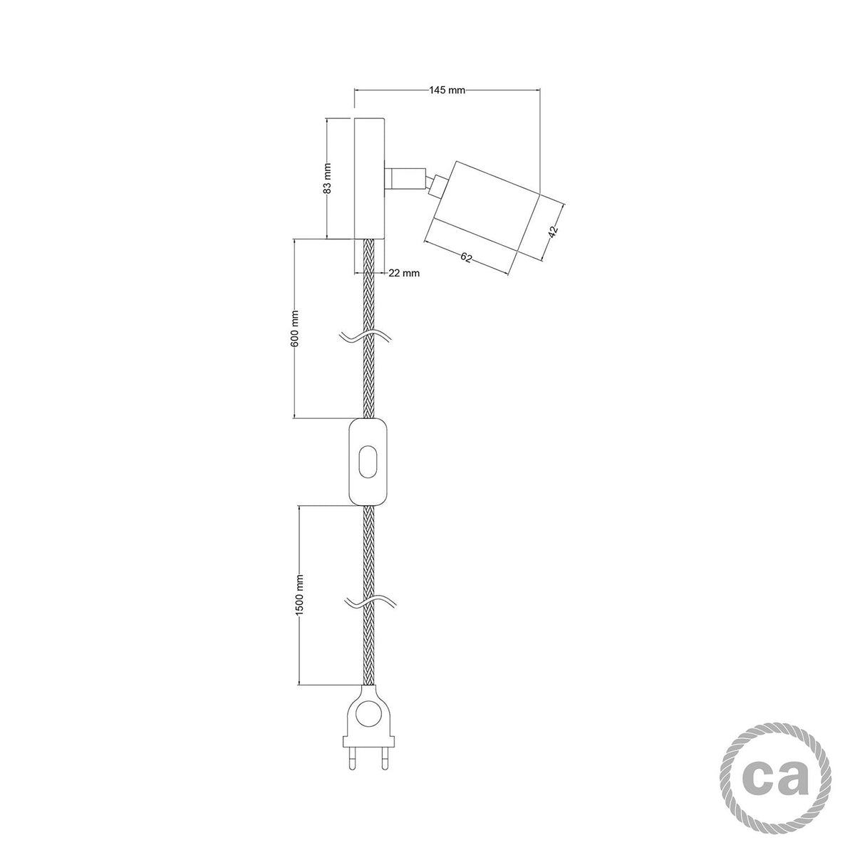 Spostaluce-Lampe mit schwenkbarem Metallgelenk – Satin-Kupfer – Ansicht 4