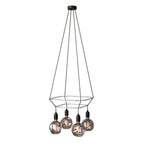 Deckenleuchter 2 Cage mit 4 Globo Bumped Abhängungen - Wengé-Effekt