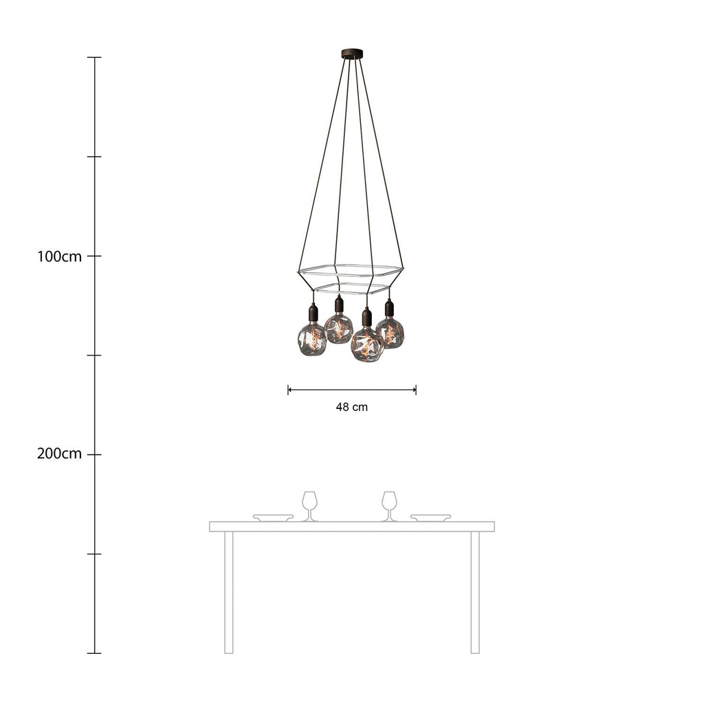 Deckenleuchter 2 Cage mit 4 Globo Bumped Abhängungen - Wengé-Effekt – Ansicht 6