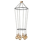2 Cage Kronleuchter mit 6 Globo-Abhängungen - Messing