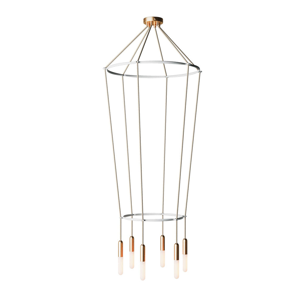 Kronleuchter 2 Cage mit 6 Abhängungen P-Light – Satiniertes Bronze