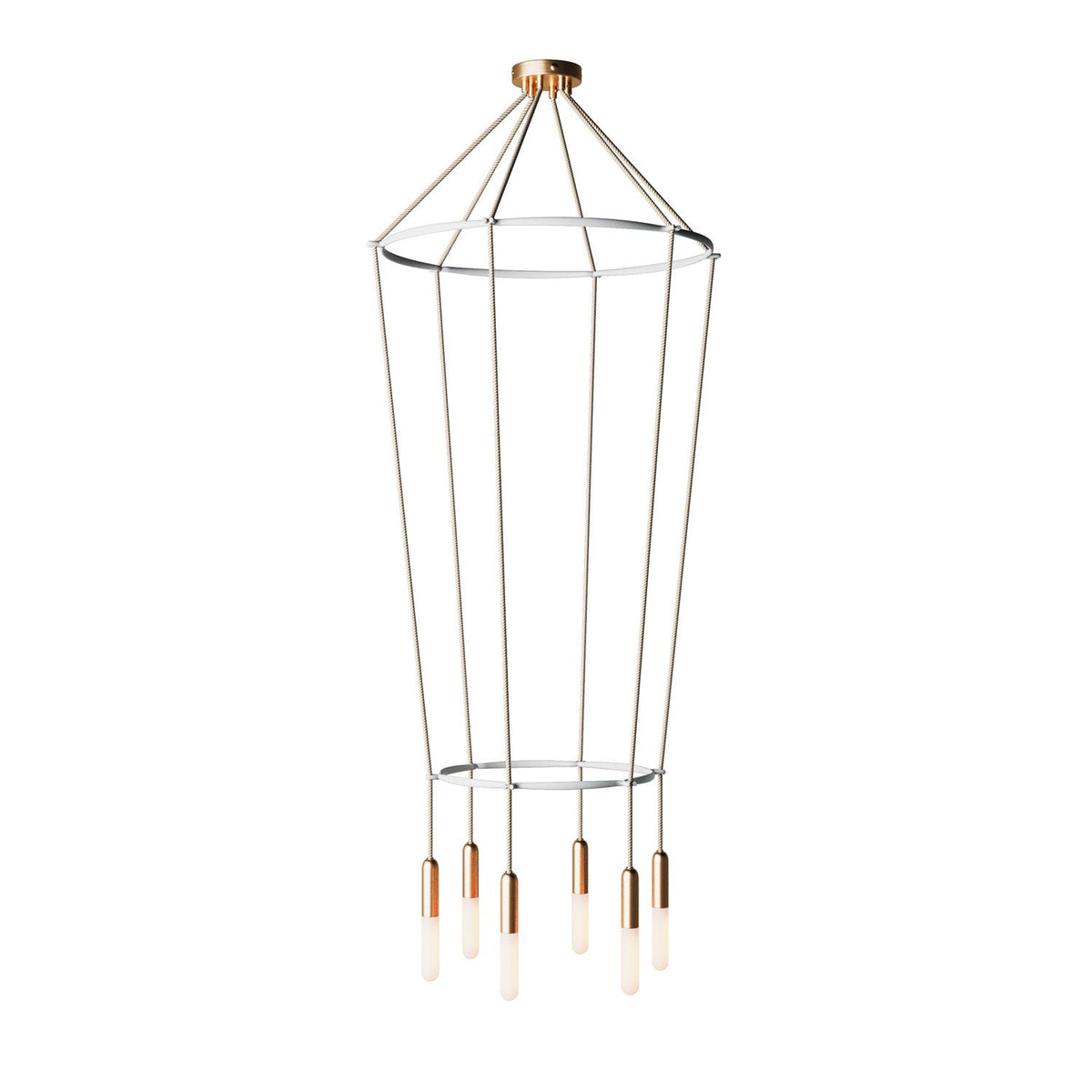 Kronleuchter 2 Cage mit 6 Abhängungen P-Light – Satiniertes Bronze