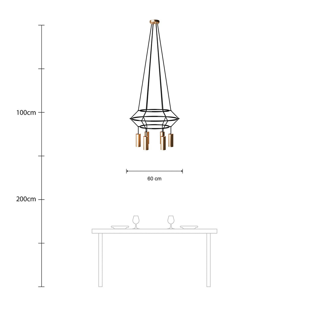 Kronleuchter 3 Cage mit 4 Abhängungen Tub-E14 - Satinbronze – Ansicht 6