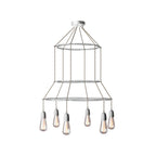 Kronleuchter 3 Cage mit 6 Pendeln Edison ST64 - Grau
