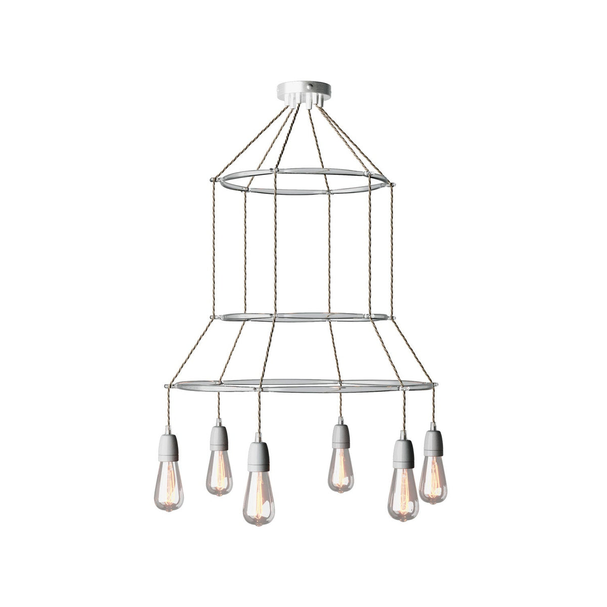 Kronleuchter 3 Cage mit 6 Pendeln Edison ST64 - Grau