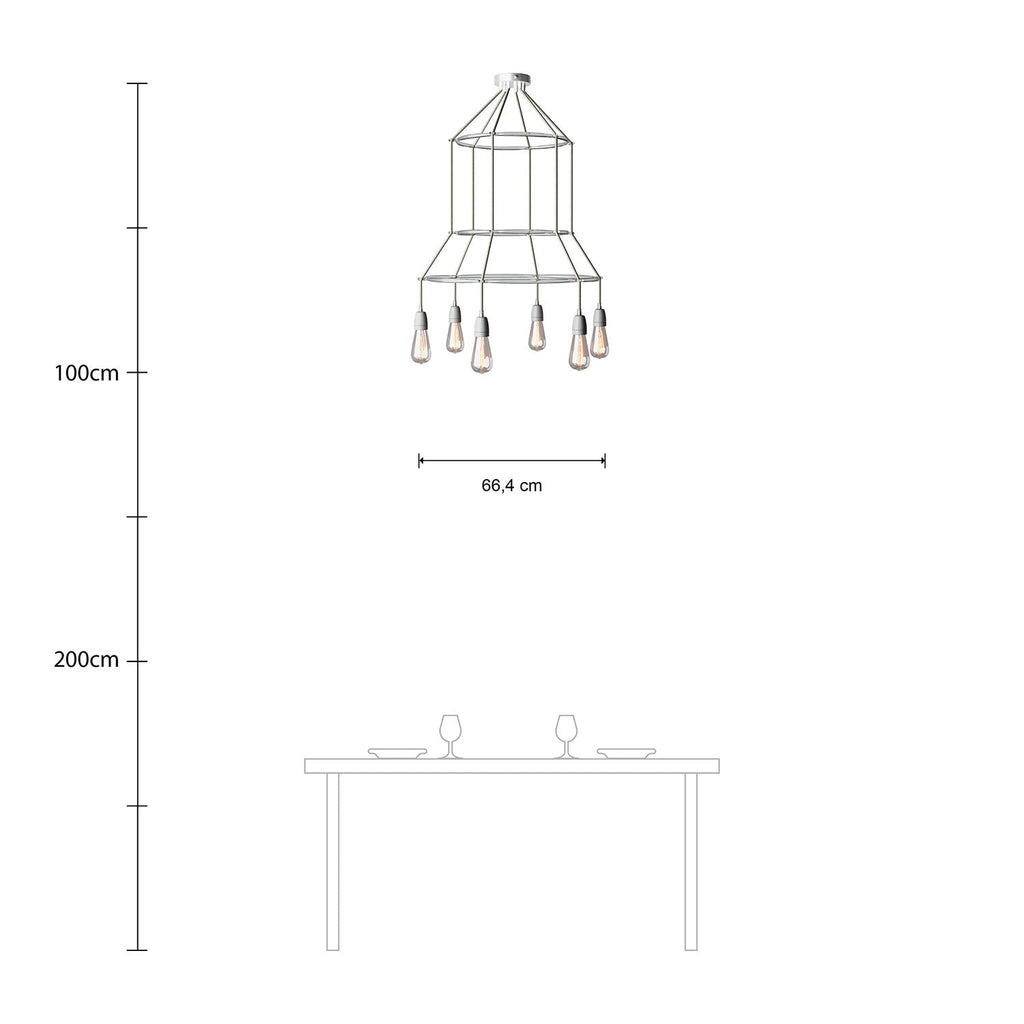Kronleuchter 3 Cage mit 6 Pendeln Edison ST64 - Grau – Ansicht 6