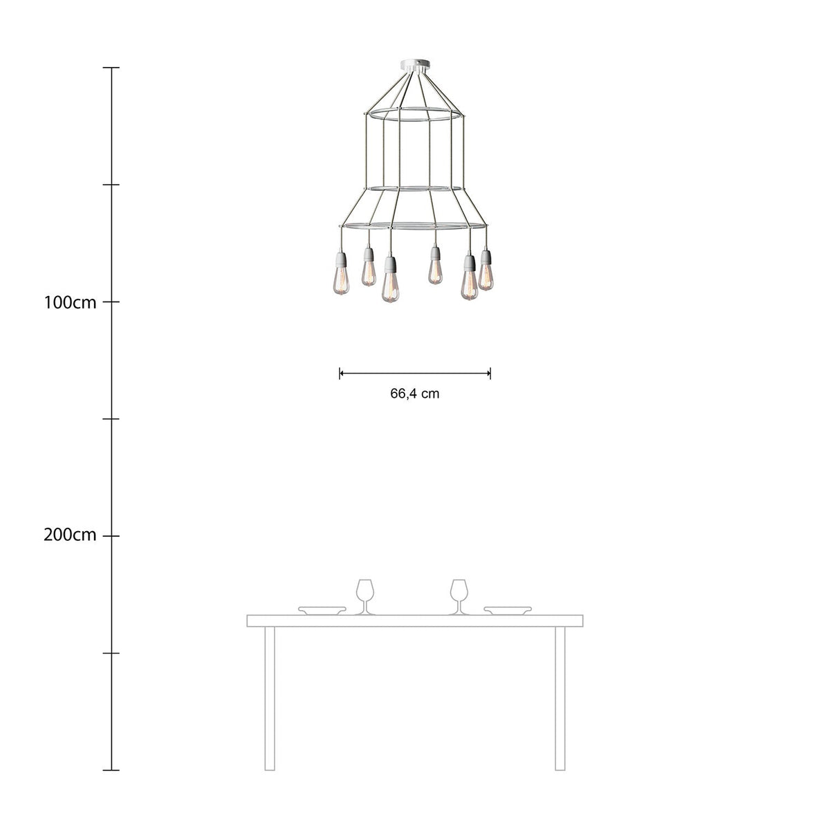 Kronleuchter 3 Cage mit 6 Pendeln Edison ST64 - Grau – Ansicht 6