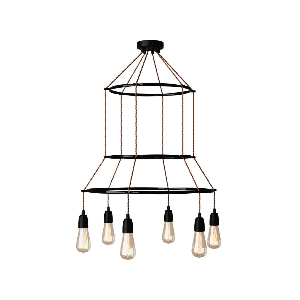 Kronleuchter 3 Cage mit 6 Abhängungen Edison ST64 – Schwarz
