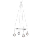 Kronleuchter Cage mit 4 Globo-Abhängungen – Mattweiß